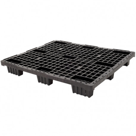 Palette plastique ajourée 9 pieds rebords 1200 x 1000 x 150 mm Noir